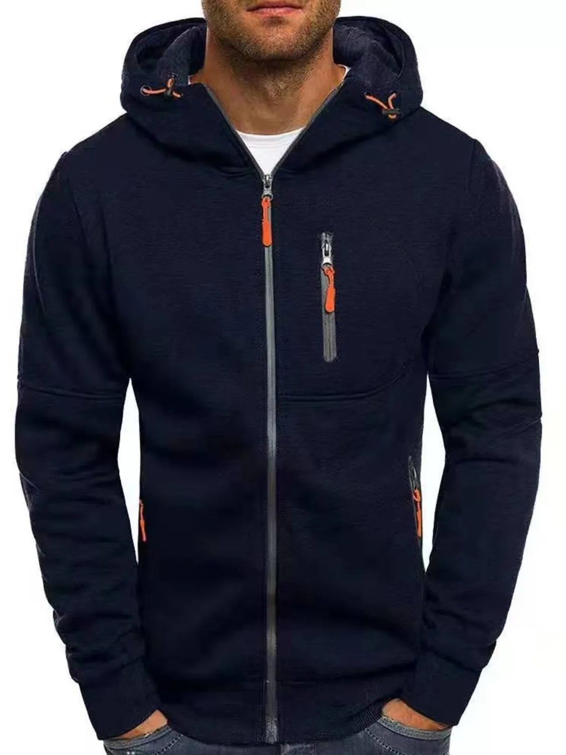 Men's Full Size Zip Up Long Sleeve Hoodie Plus Size designed for comfort and style at Lookzlike