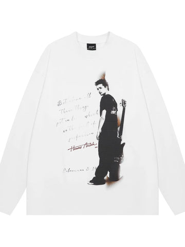 Men's Graphic Round Neck Long Sleeve T-Shirt - Lookzlike