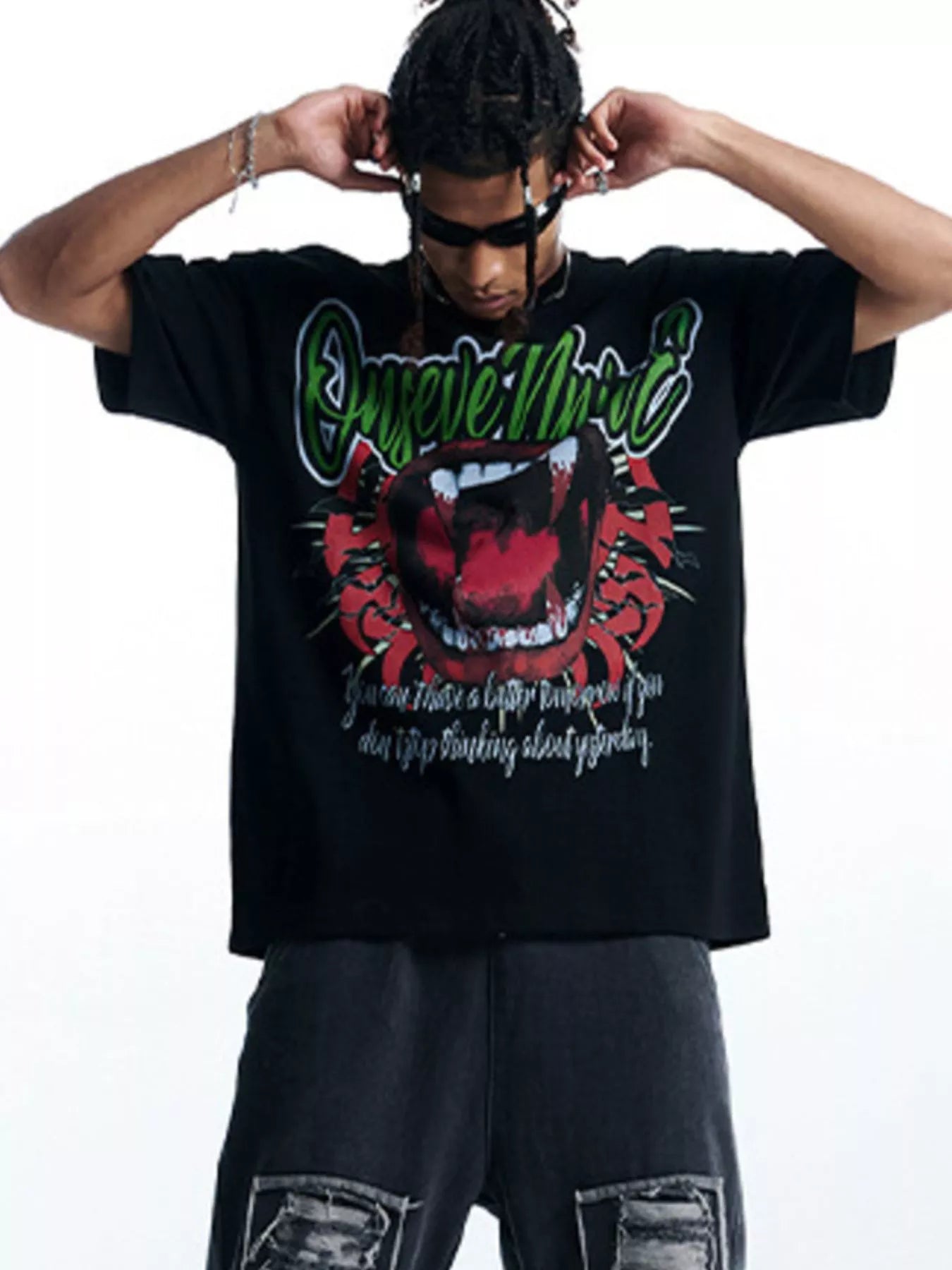 Men's Graphic Round Neck Oversized T-Shirt designed for comfort and style at Lookzlike