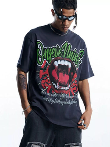 Men's Graphic Round Neck Oversized T-Shirt designed for comfort and style at Lookzlike