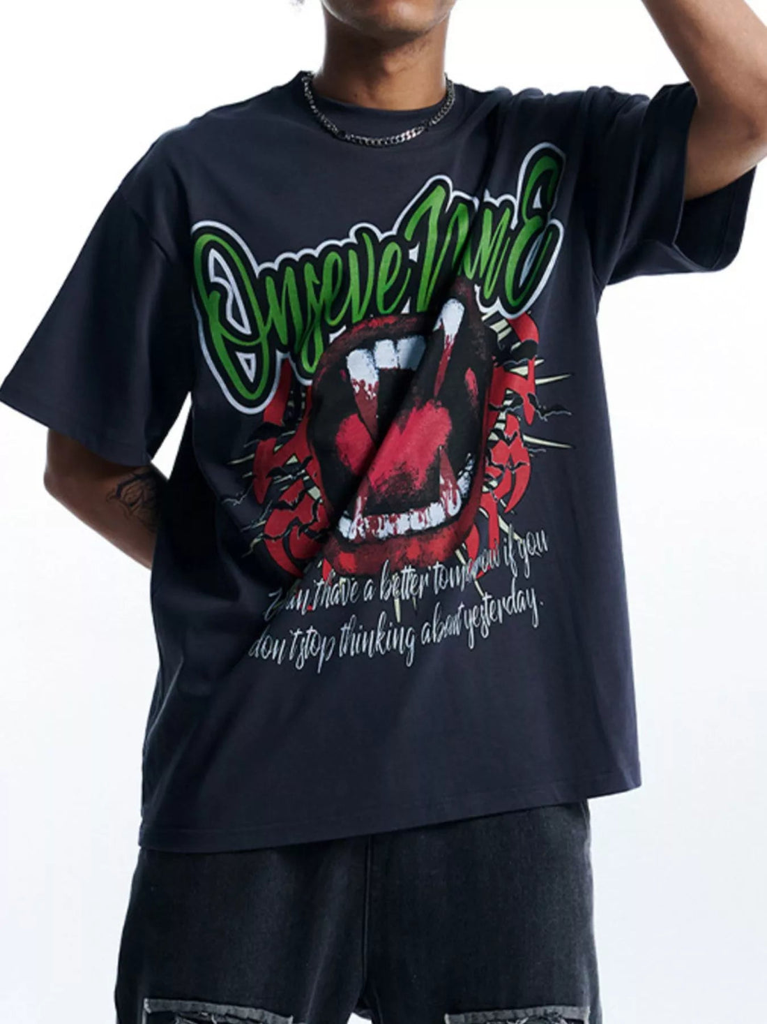 Men's Graphic Round Neck Oversized T-Shirt designed for comfort and style at Lookzlike