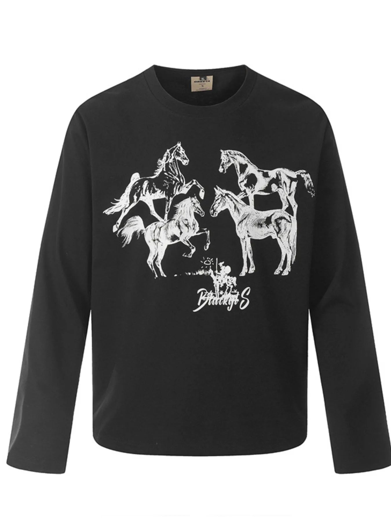 Men's Horse Graphic Long Sleeve T-Shirt - Lookzlike