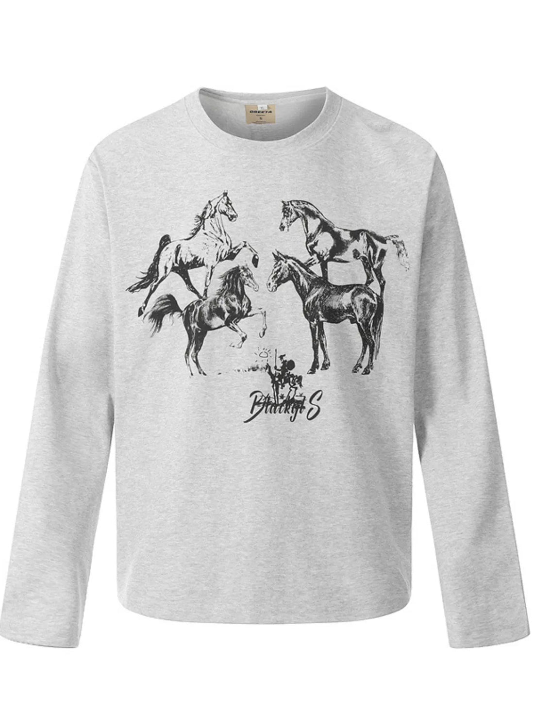 Men's Horse Graphic Long Sleeve T-Shirt - Lookzlike