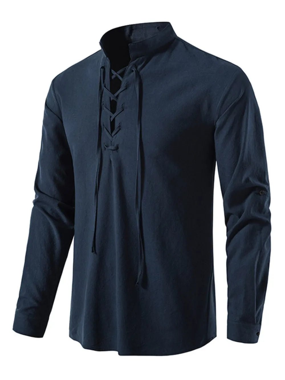 Men's Lace Up Long Sleeve Blouse - Lookzlike