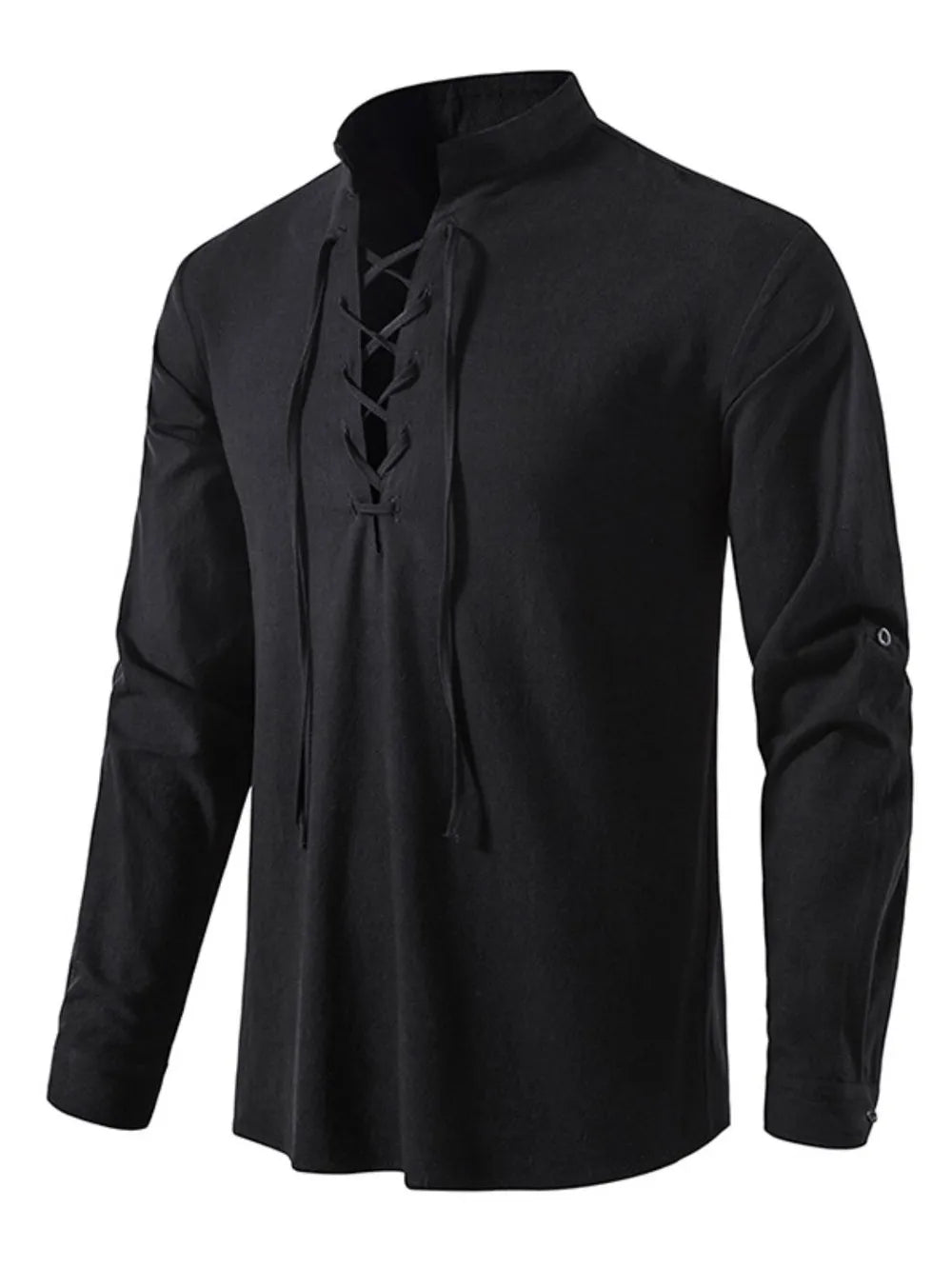 Men's Lace Up Long Sleeve Blouse - Lookzlike