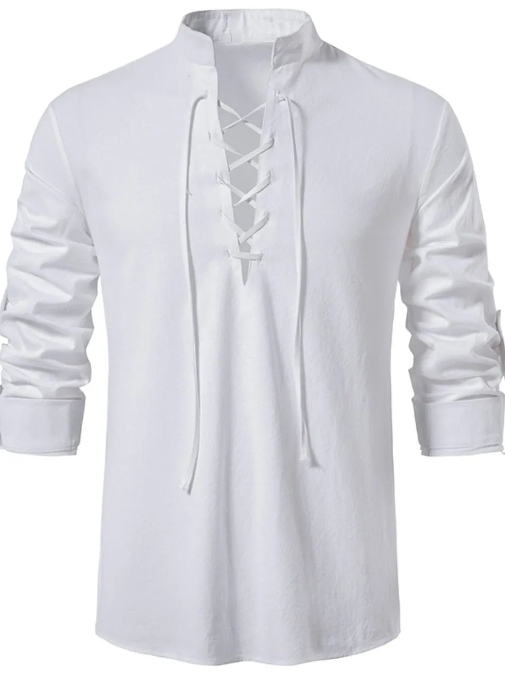 Men's Lace Up Long Sleeve Blouse - Lookzlike