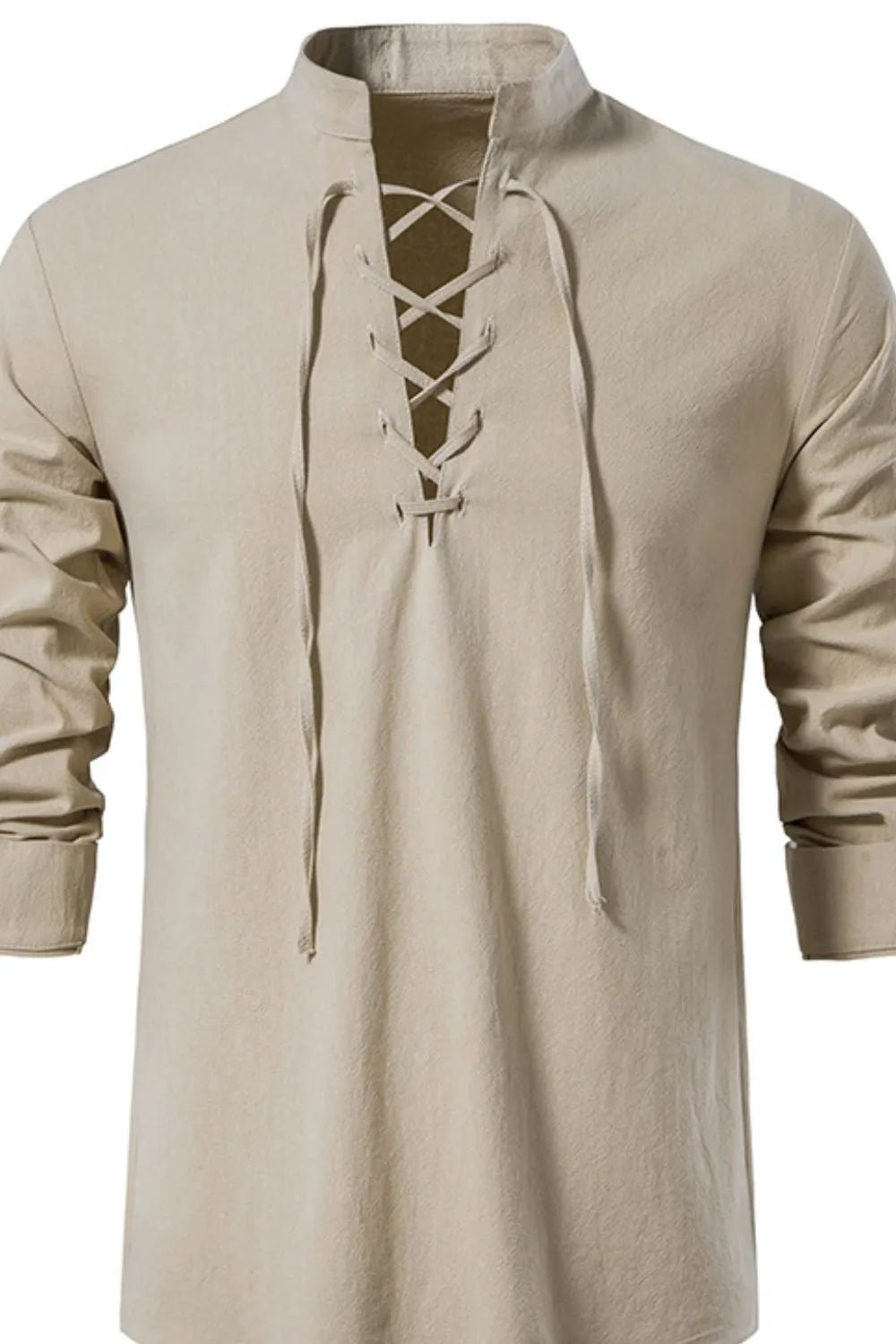 Men's Lace Up Long Sleeve Blouse - Lookzlike