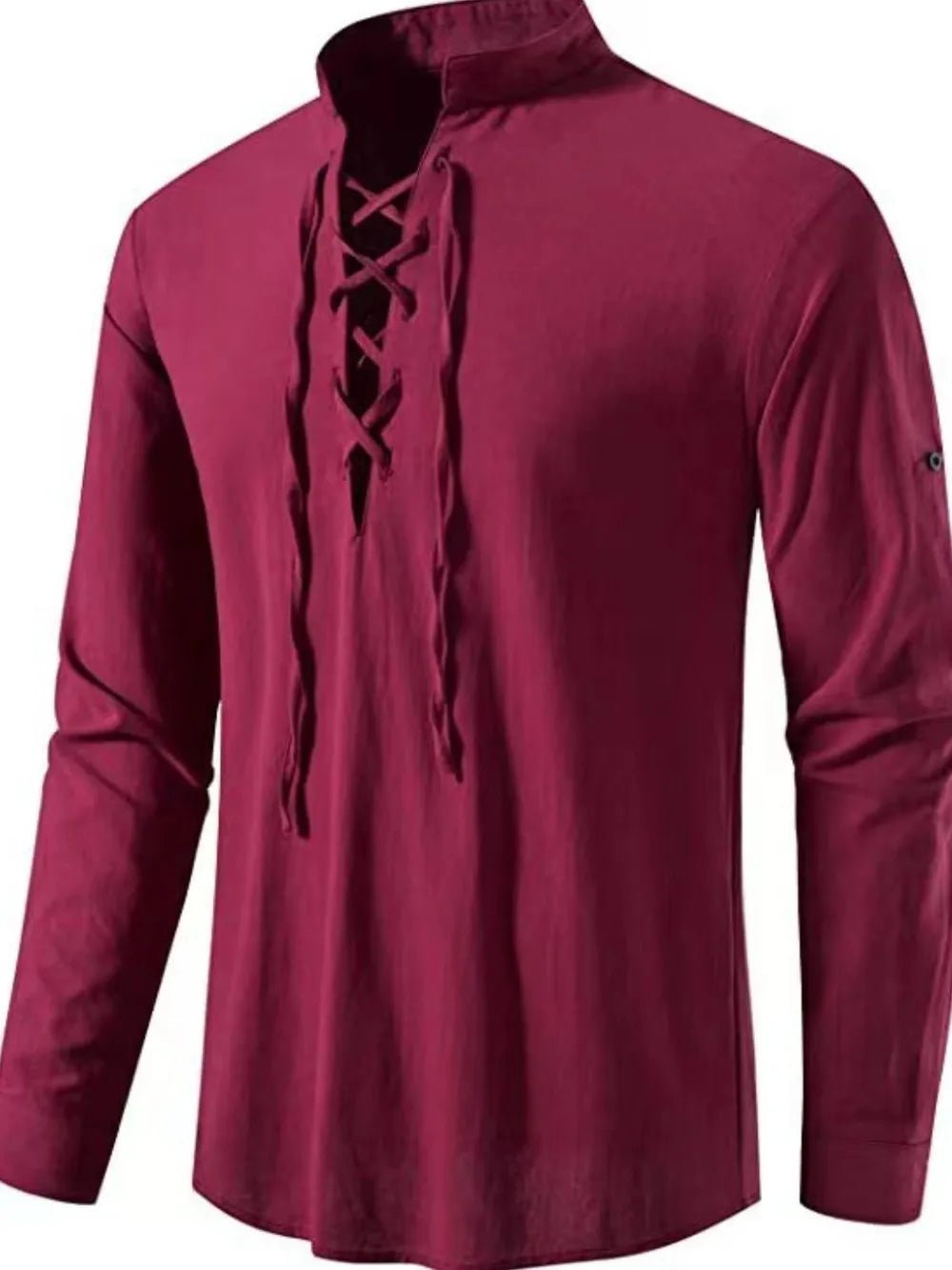 Men's Lace Up Long Sleeve Blouse - Lookzlike