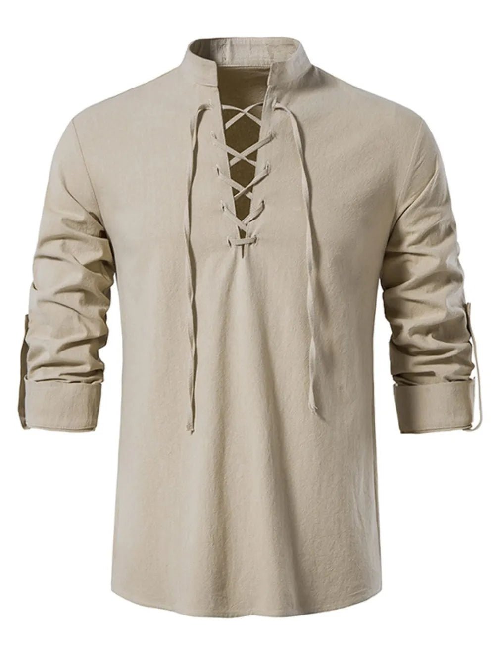 Men's Lace Up Long Sleeve Blouse - Lookzlike