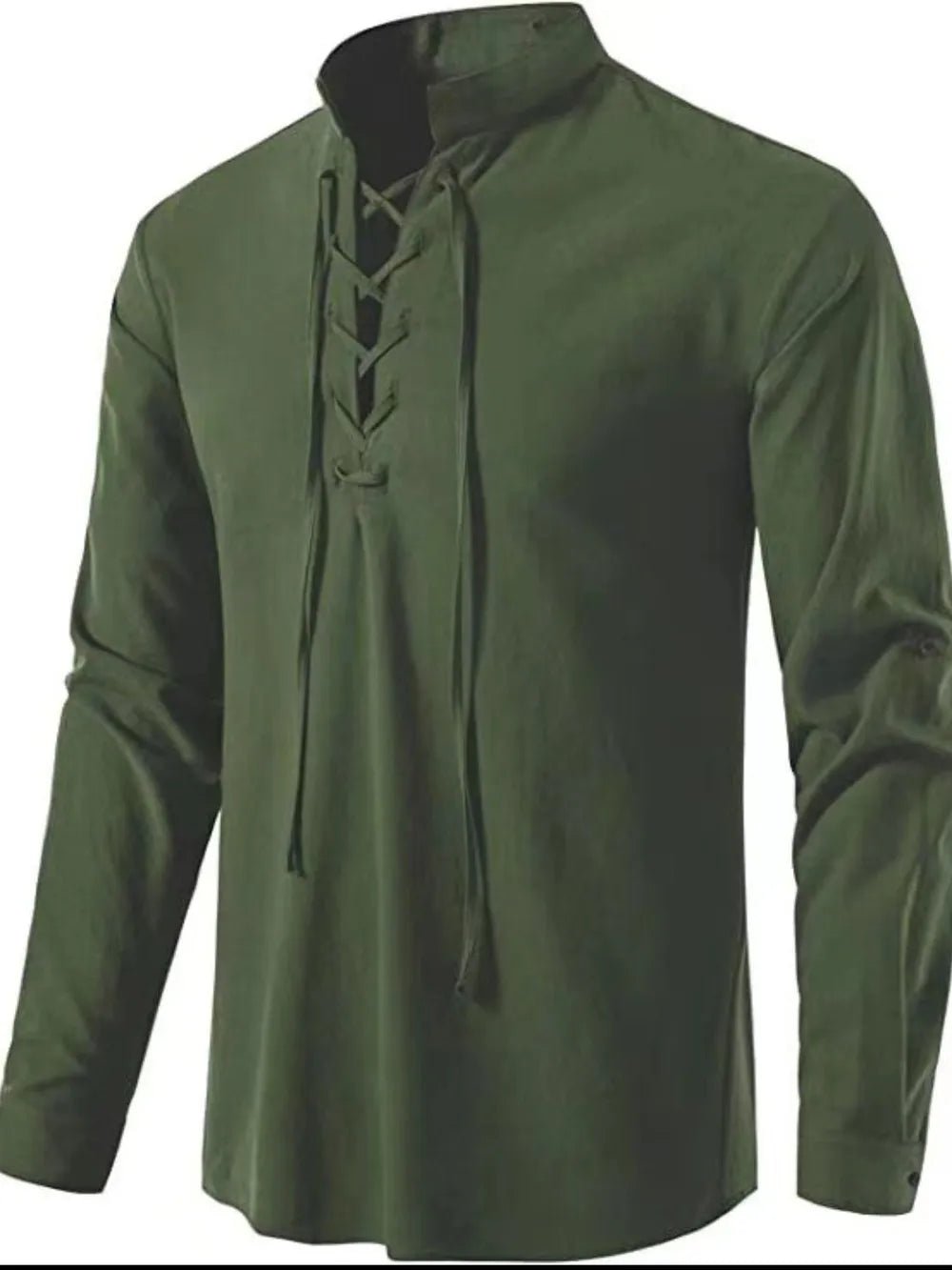 Men's Lace Up Long Sleeve Blouse - Lookzlike