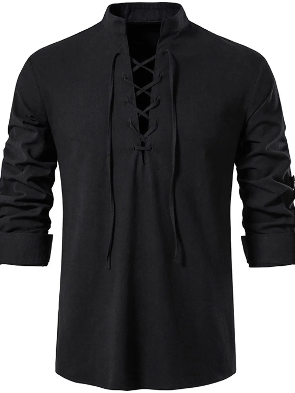 Men's Lace Up Long Sleeve Blouse - Lookzlike