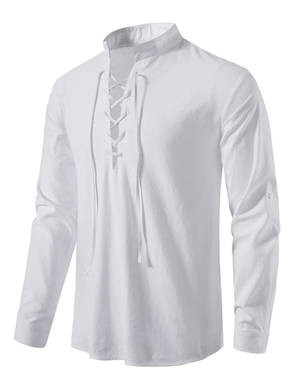 Men's Lace Up Long Sleeve Blouse - Lookzlike