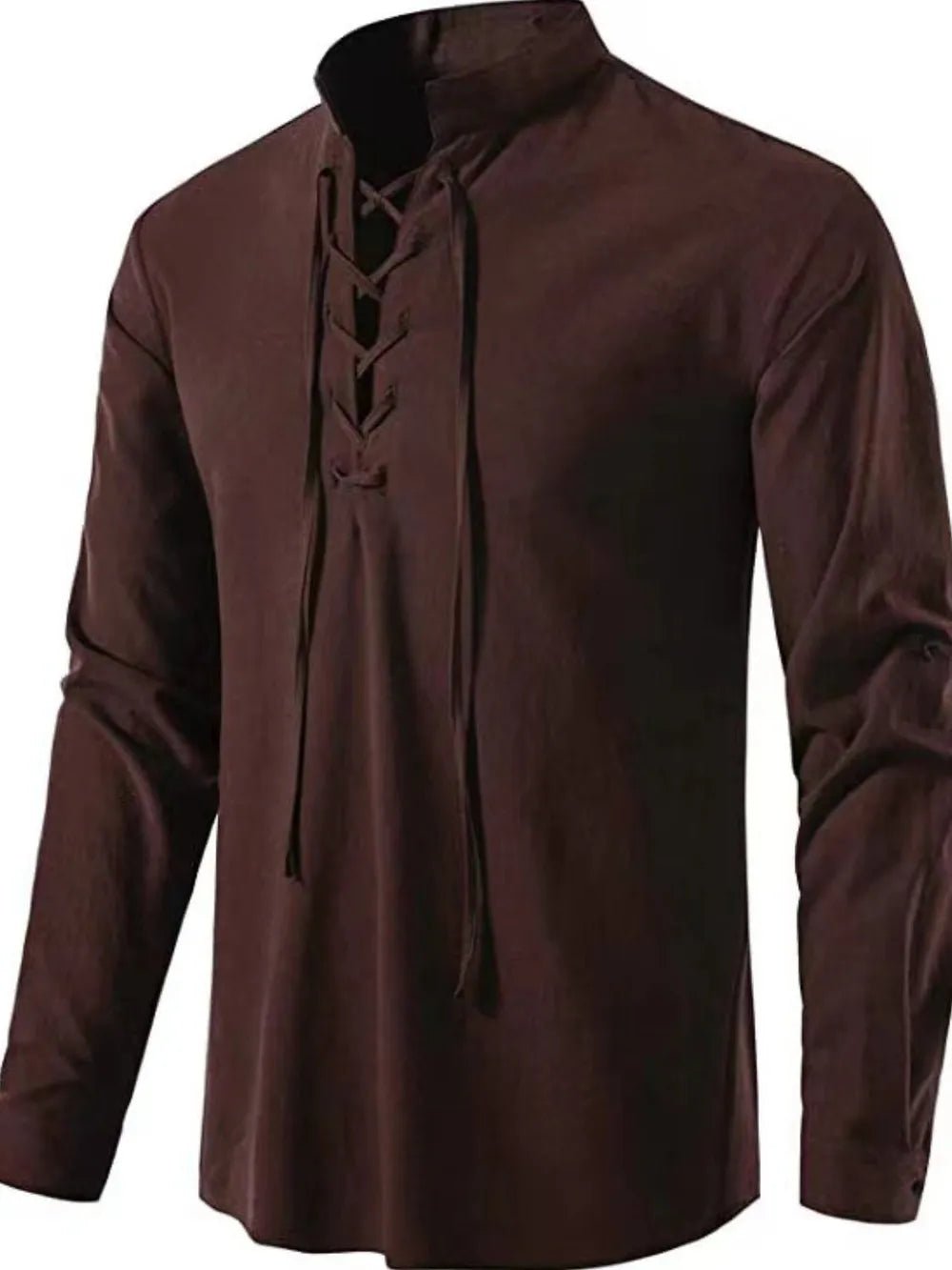 Men's Lace Up Long Sleeve Blouse - Lookzlike