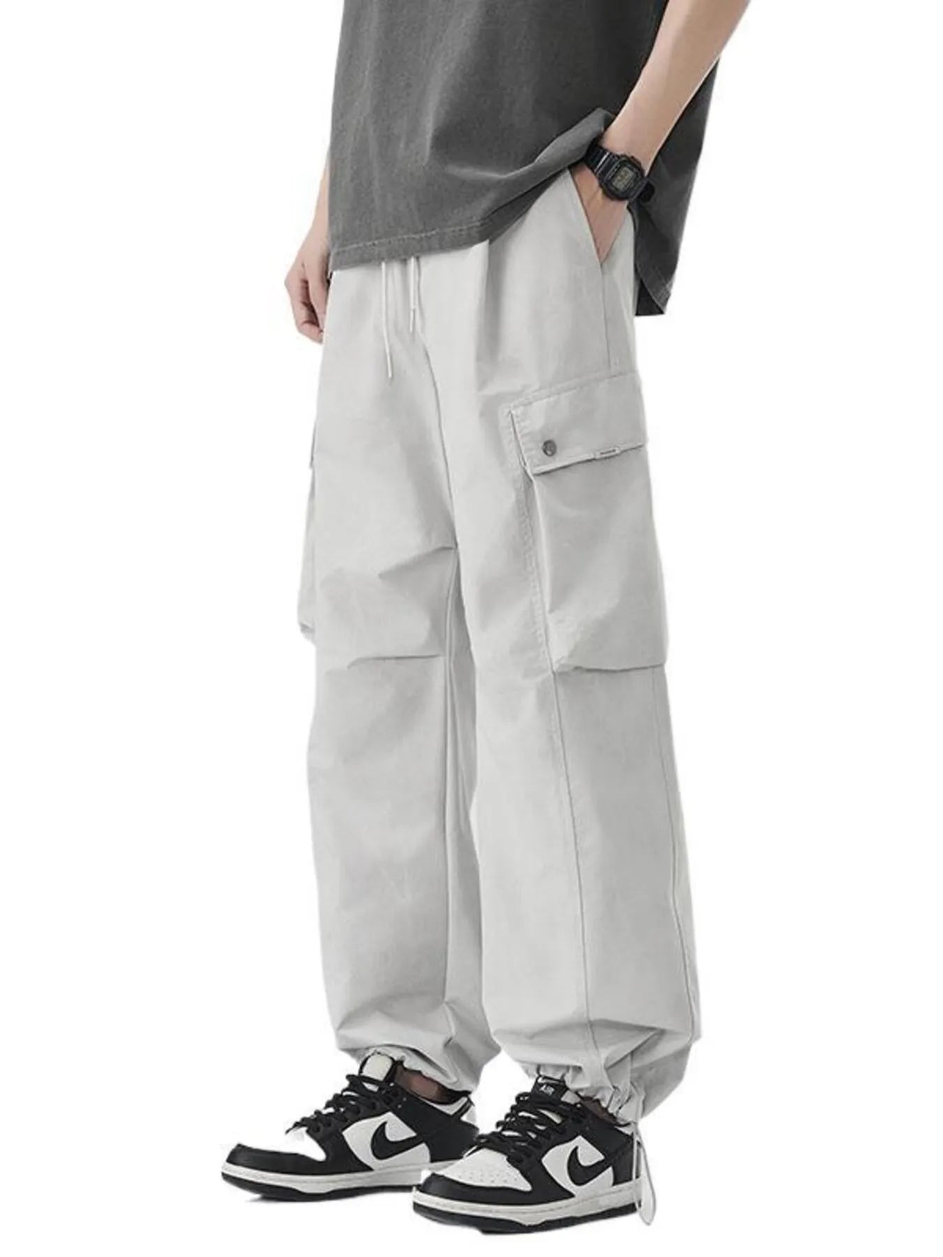 Men's Loose Fit Cargo Pants with Drawstring designed for comfort and style at Lookzlike