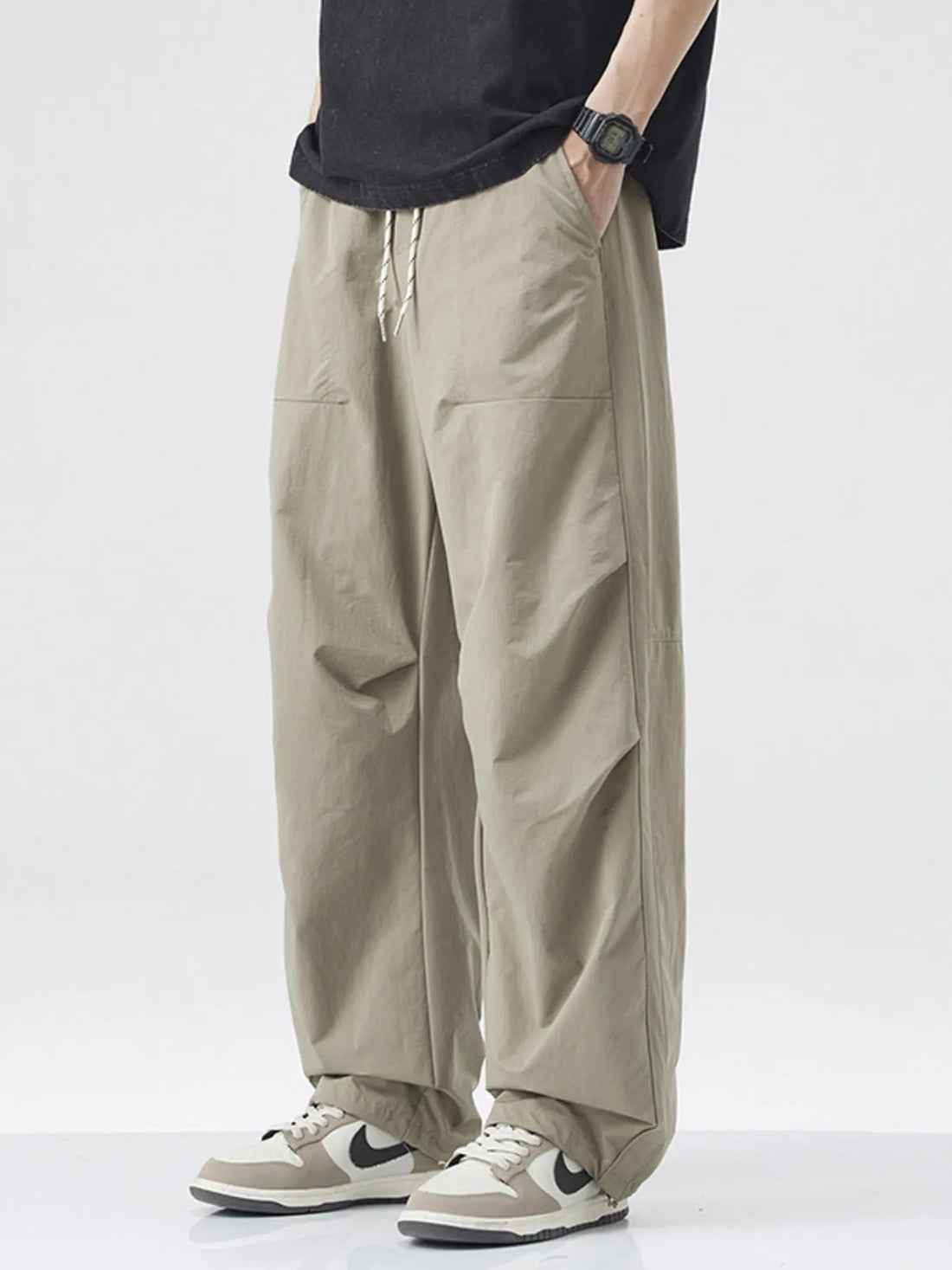 Men's Loose - Fit Drawstring Wide Leg Pants designed for comfort and style at Lookzlike