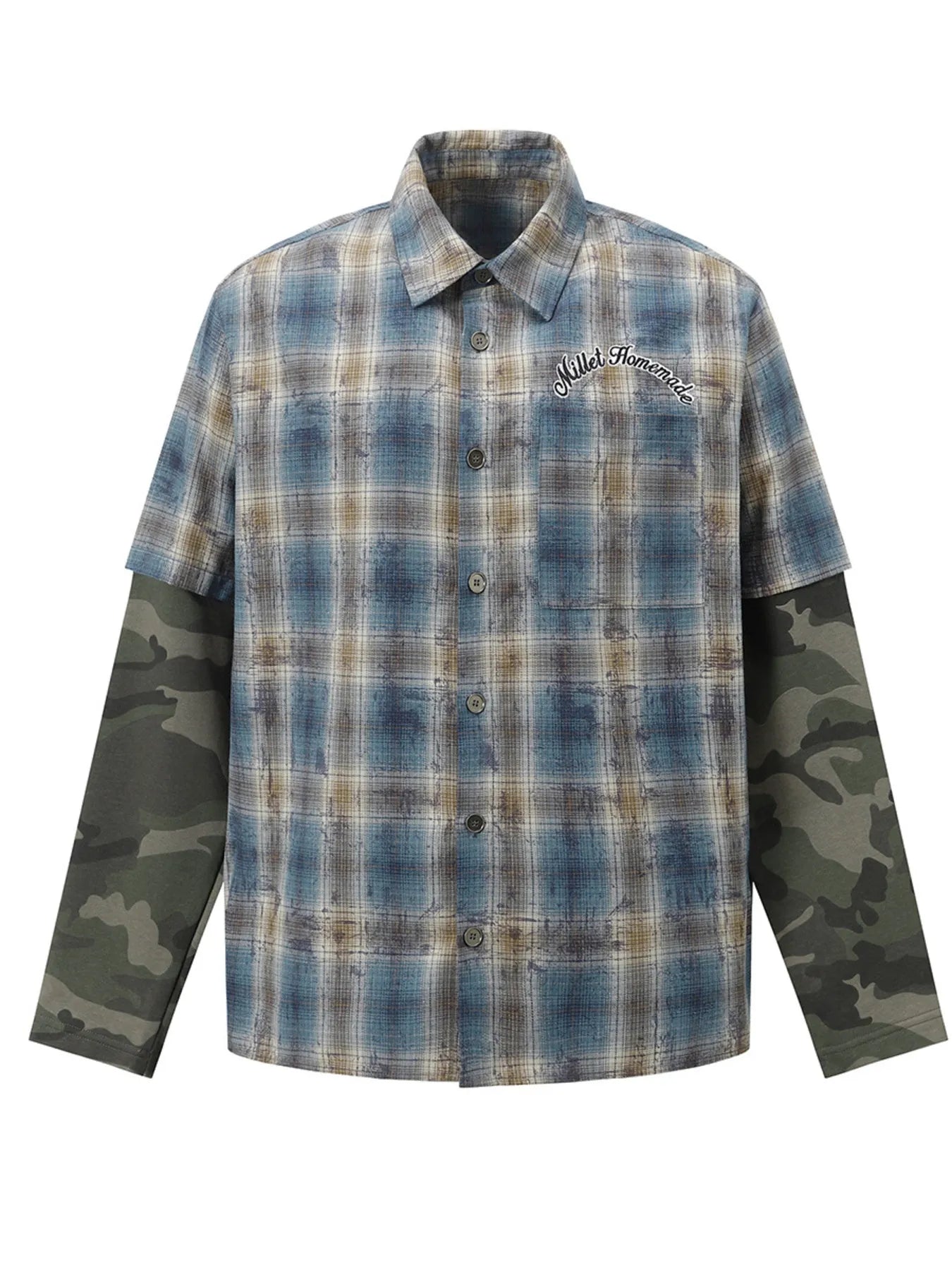 Men's Plaid Camouflage Button Up Shirt - Lookzlike