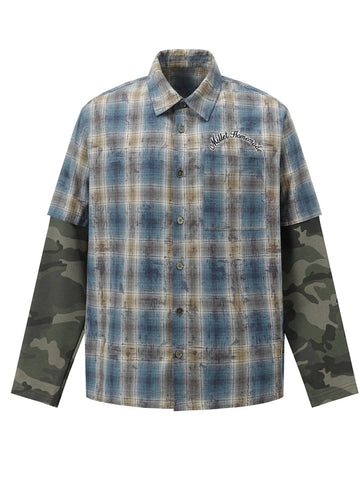 Men's Plaid Camouflage Button Up Shirt - Lookzlike