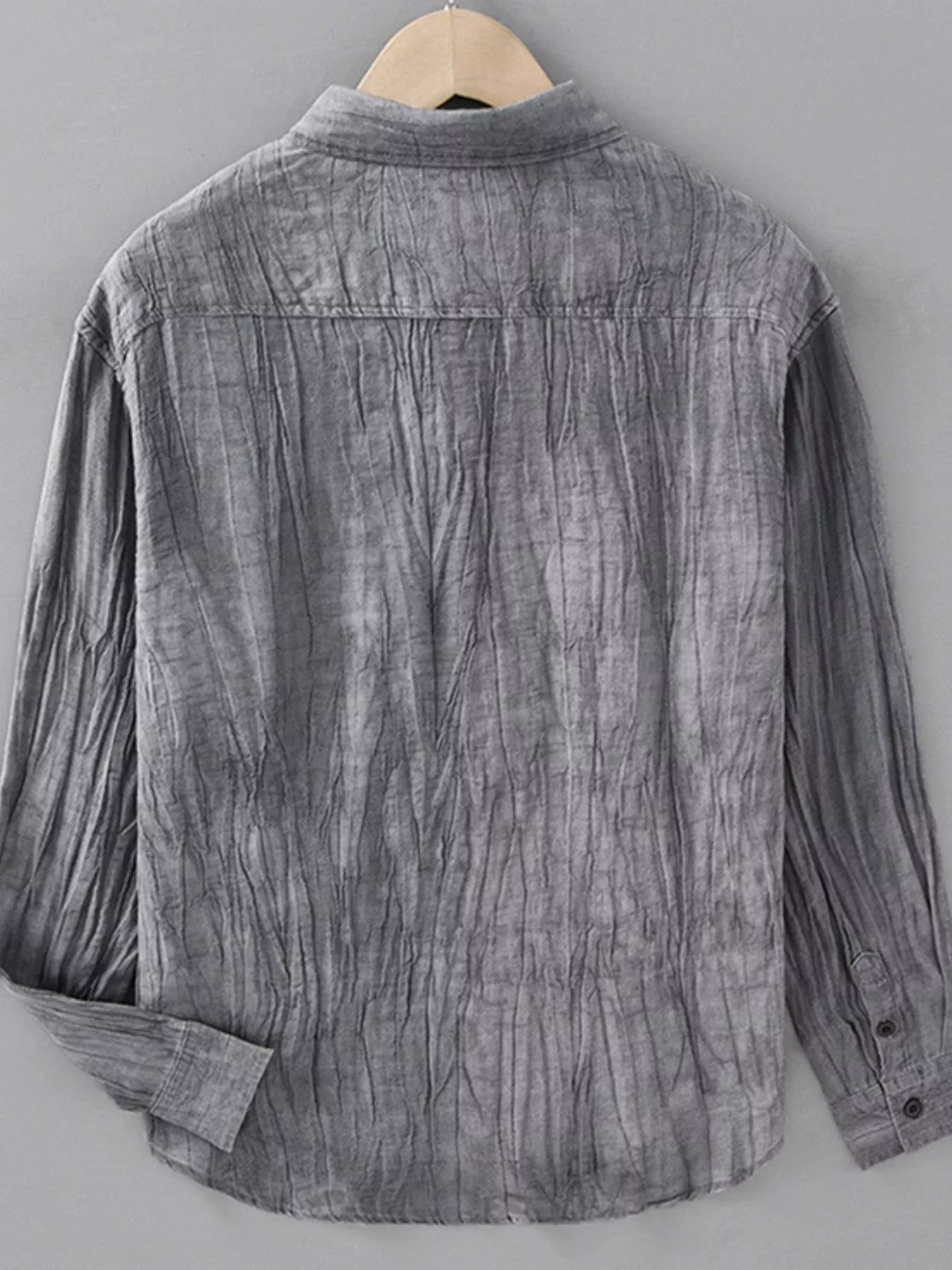 Men's Plus Size Button Detail Long Sleeve Blouse designed for comfort and style at Lookzlike