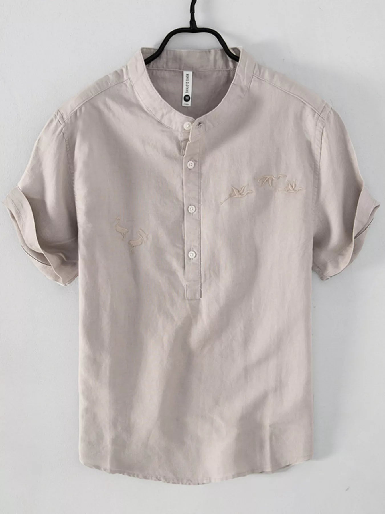 Men's Plus Size Button Detail Short Sleeve Blouse designed for comfort and style at Lookzlike