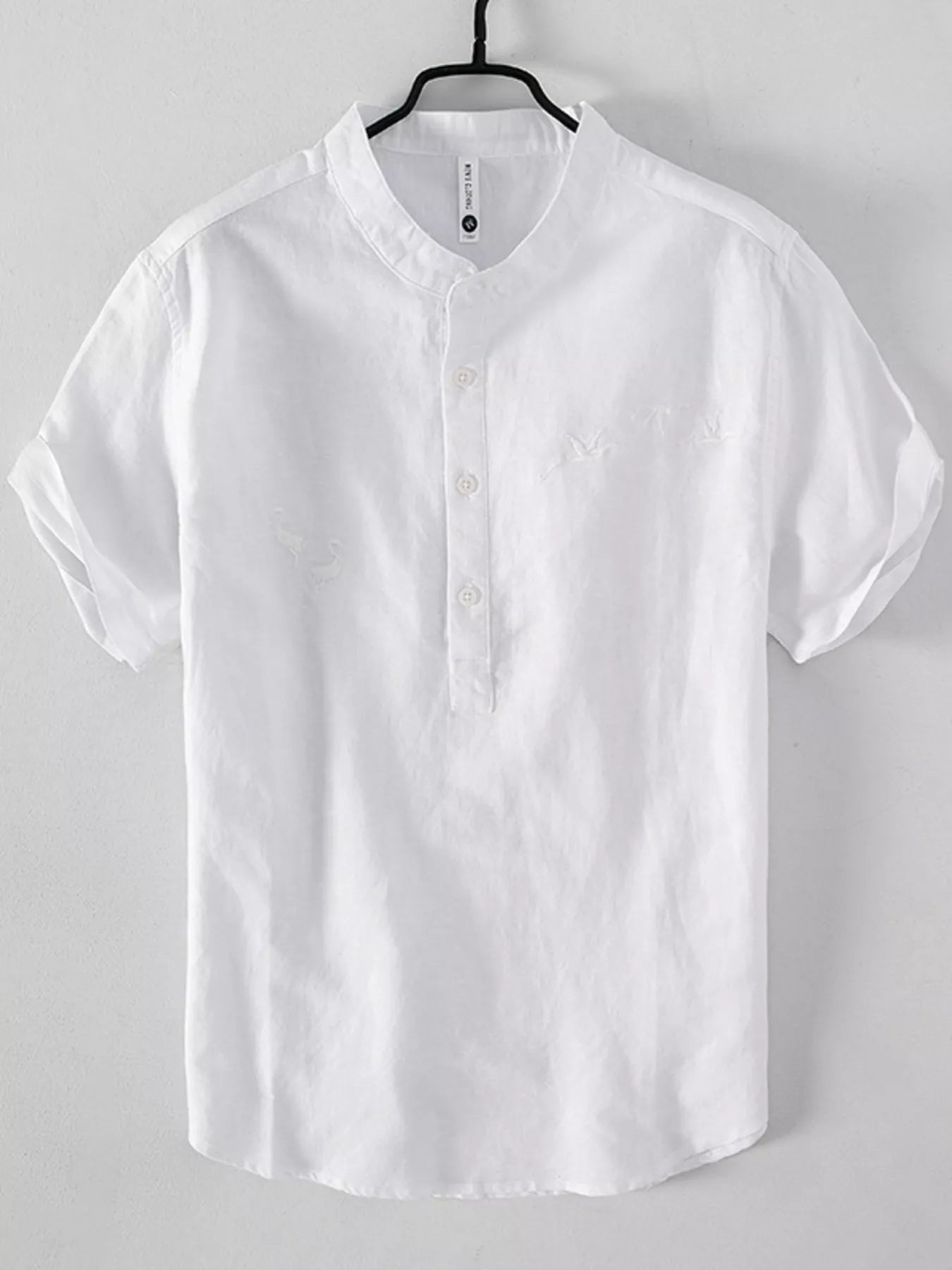 Men's Plus Size Button Detail Short Sleeve Blouse designed for comfort and style at Lookzlike