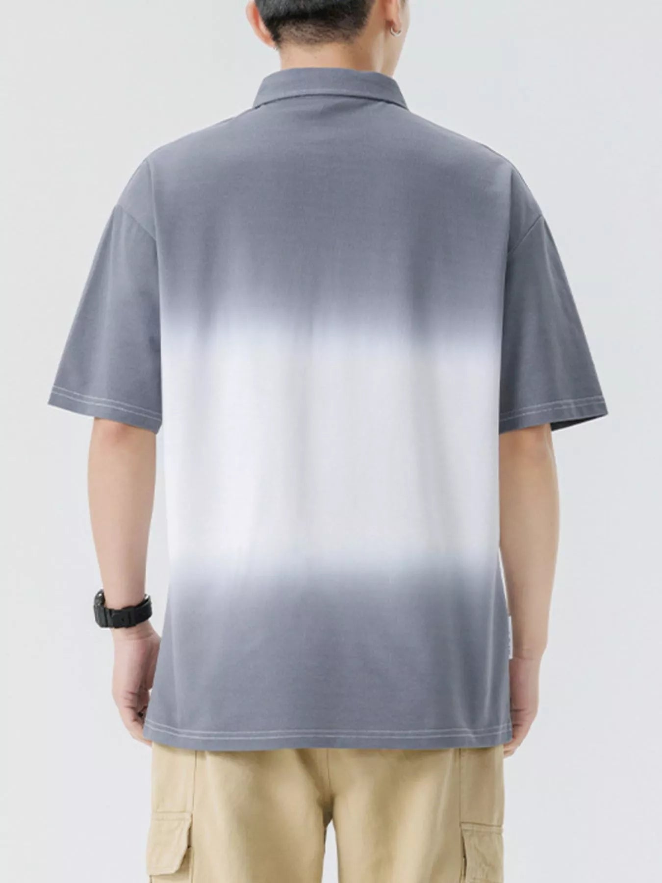 Men's Plus Size Button Detail Short Sleeve Polo designed for comfort and style at Lookzlike