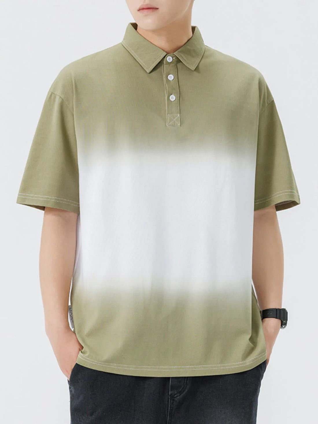 Men's Plus Size Button Detail Short Sleeve Polo designed for comfort and style at Lookzlike