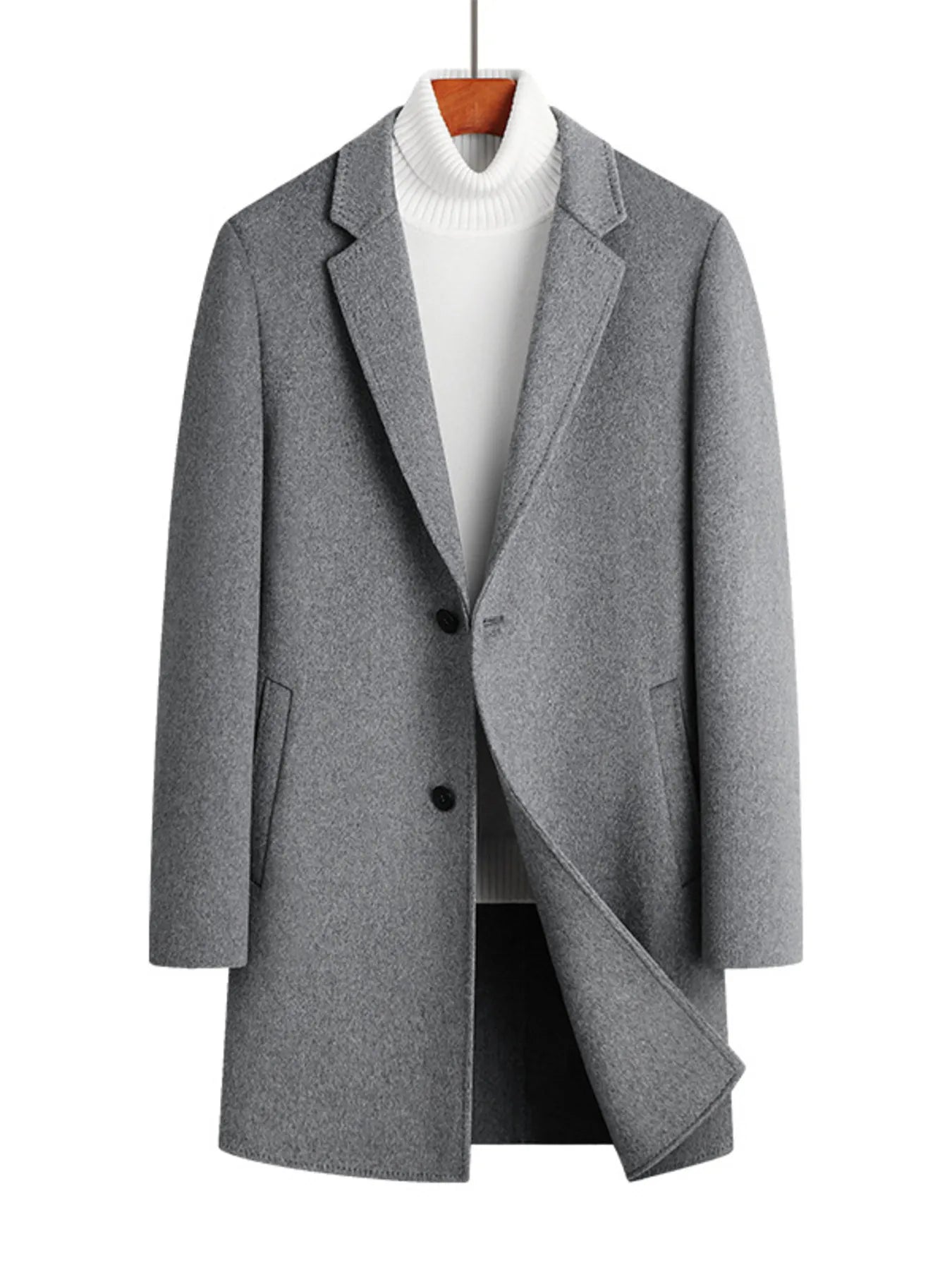 Men's Plus Size Button Up Long Sleeve Coat designed for comfort and style at Lookzlike