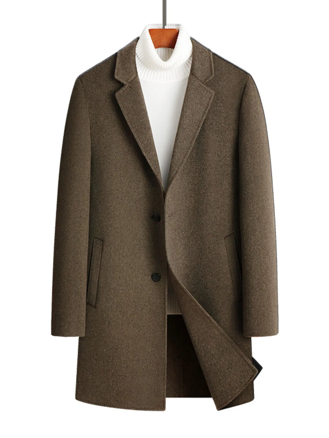Men's Plus Size Button Up Long Sleeve Coat designed for comfort and style at Lookzlike