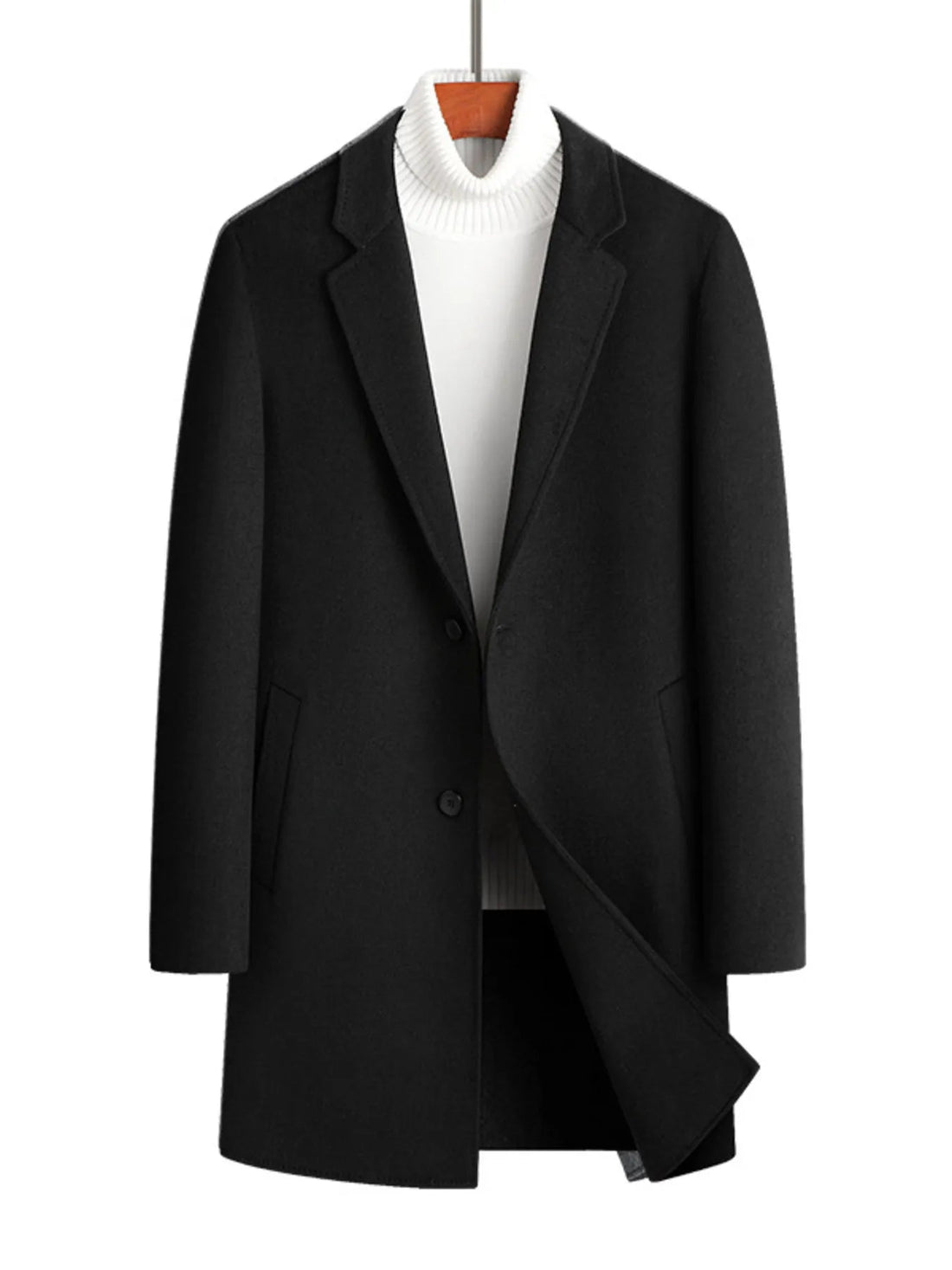Men's Plus Size Button Up Long Sleeve Coat designed for comfort and style at Lookzlike
