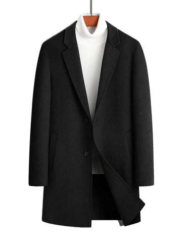 Men's Plus Size Button Up Long Sleeve Coat designed for comfort and style at Lookzlike