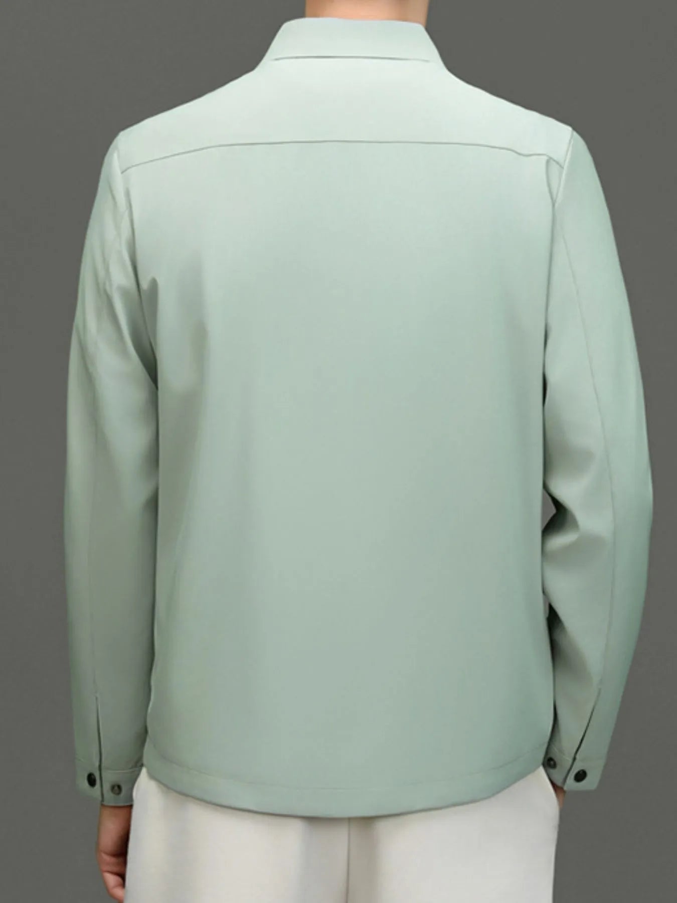 Men's Plus Size Button Up Long Sleeve Jacket designed for comfort and style at Lookzlike