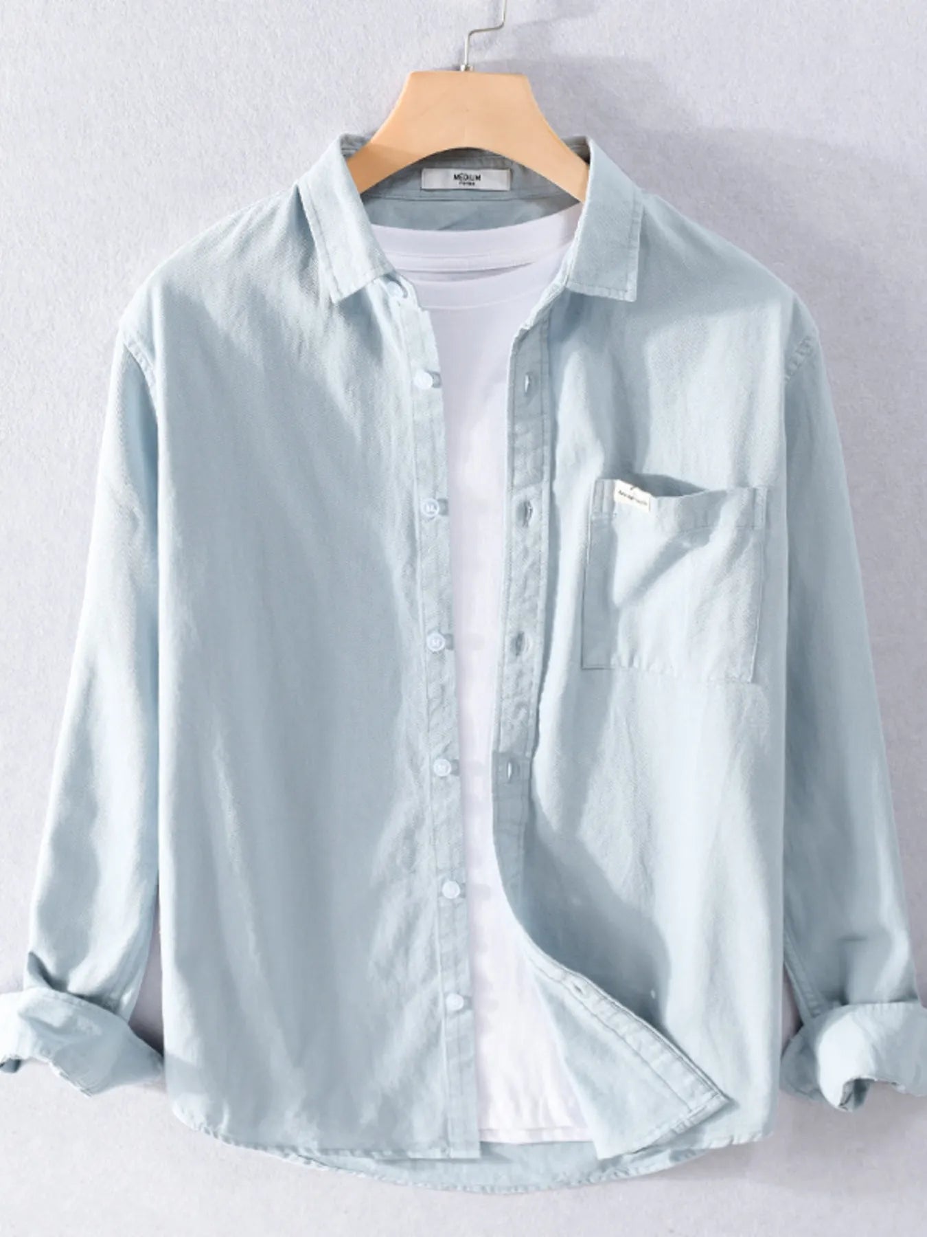 Men's Plus Size Button Up Long Sleeve Shirt designed for comfort and style at Lookzlike