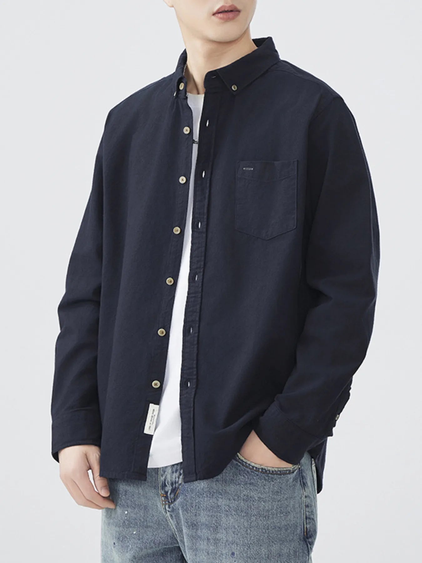 Men's Plus Size Button Up Long Sleeve Shirt designed for comfort and style at Lookzlike