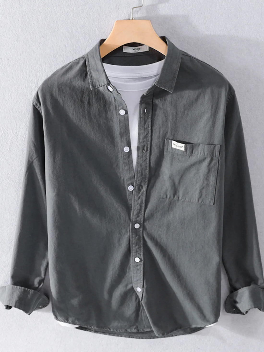 Men's Plus Size Button Up Long Sleeve Shirt designed for comfort and style at Lookzlike
