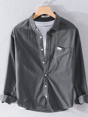Men's Plus Size Button Up Long Sleeve Shirt designed for comfort and style at Lookzlike