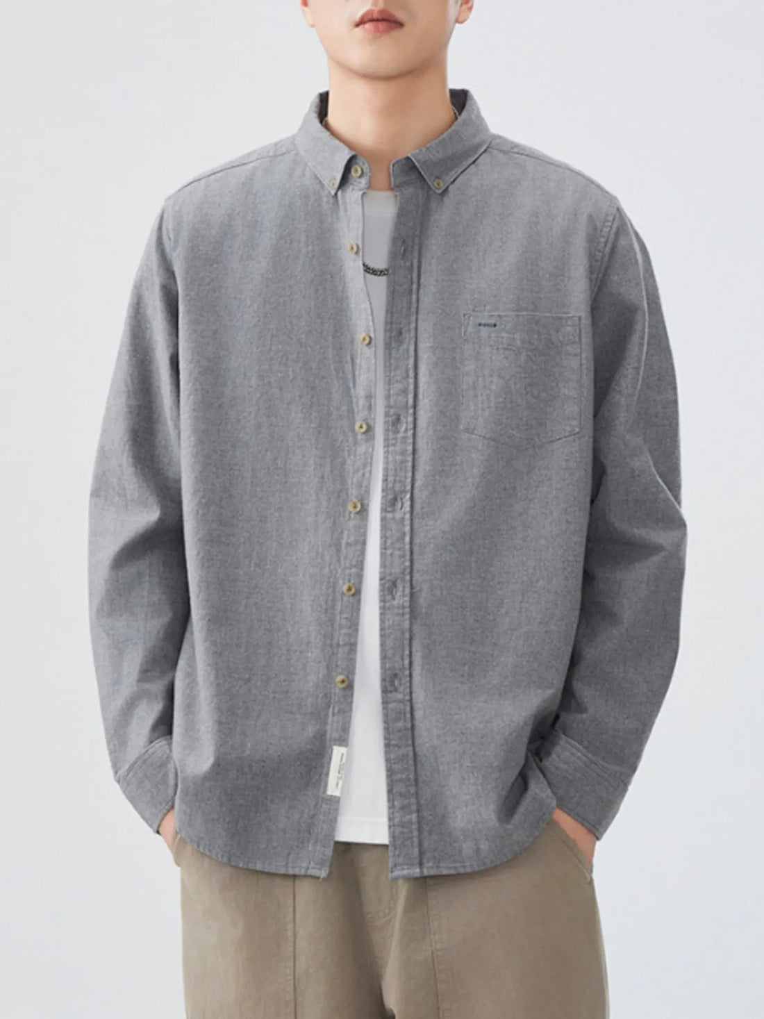 Men's Plus Size Button Up Long Sleeve Shirt designed for comfort and style at Lookzlike