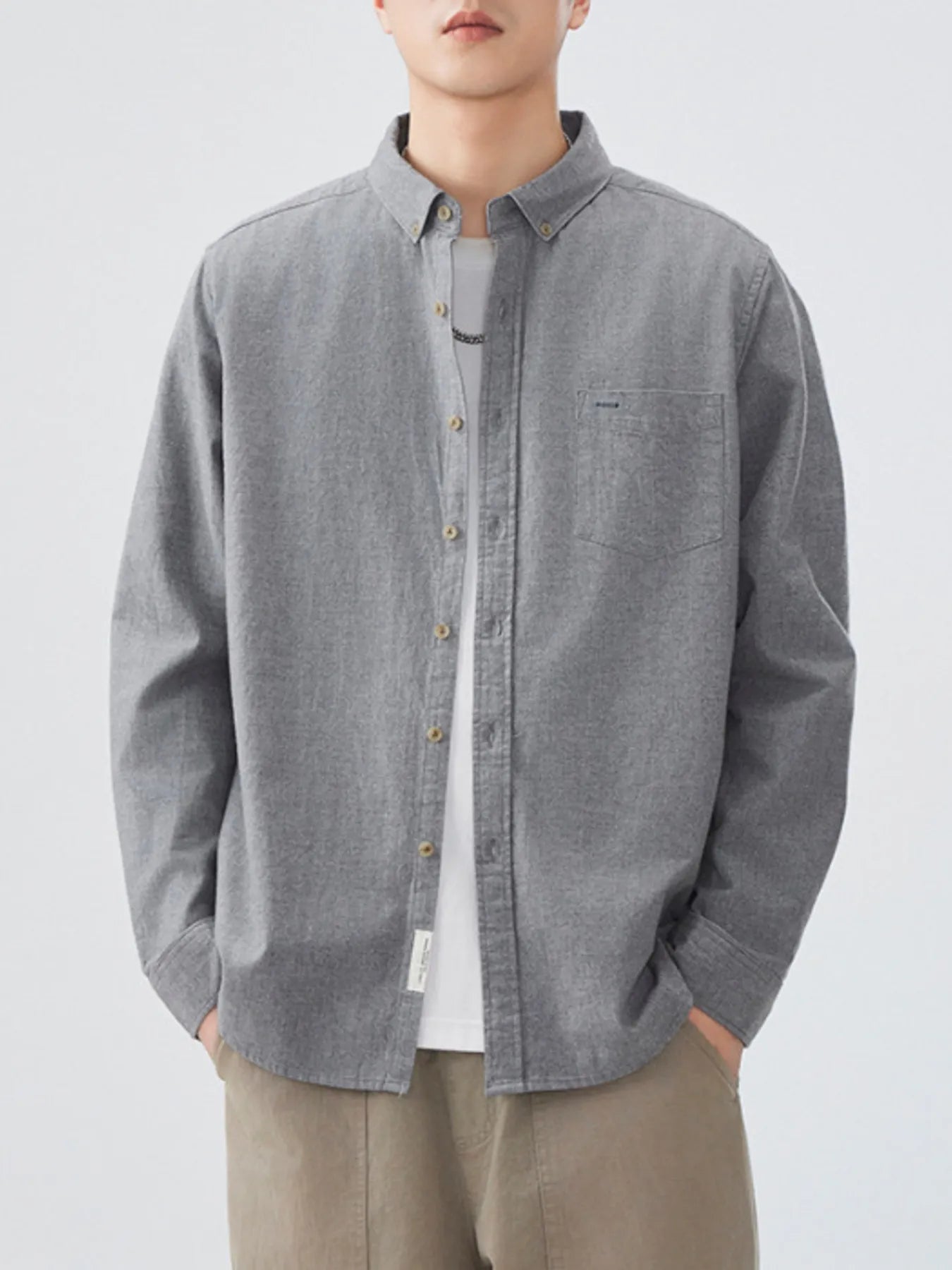 Men's Plus Size Button Up Long Sleeve Shirt designed for comfort and style at Lookzlike