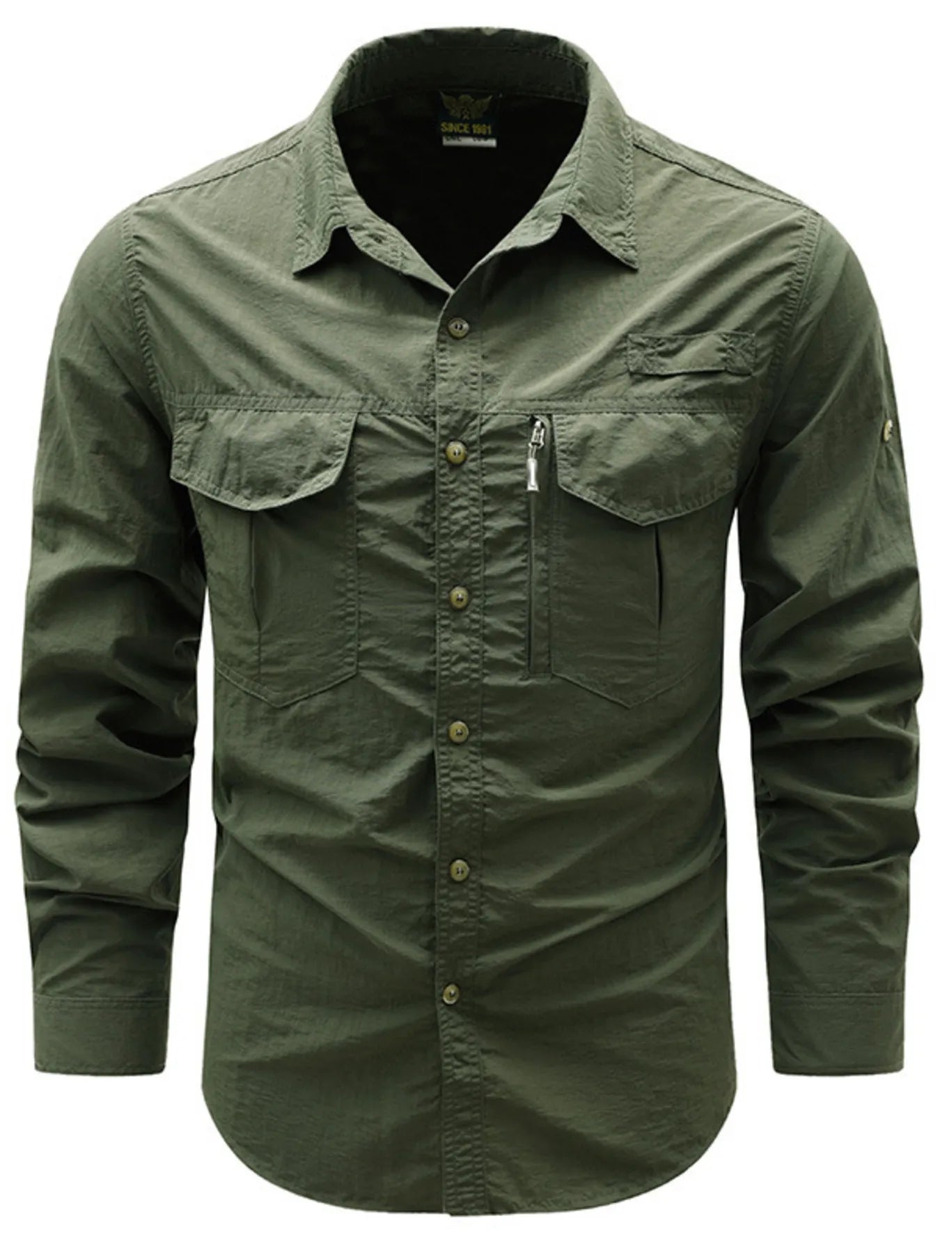 Men's Plus Size Button Up Long Sleeve Shirt designed for comfort and style at Lookzlike