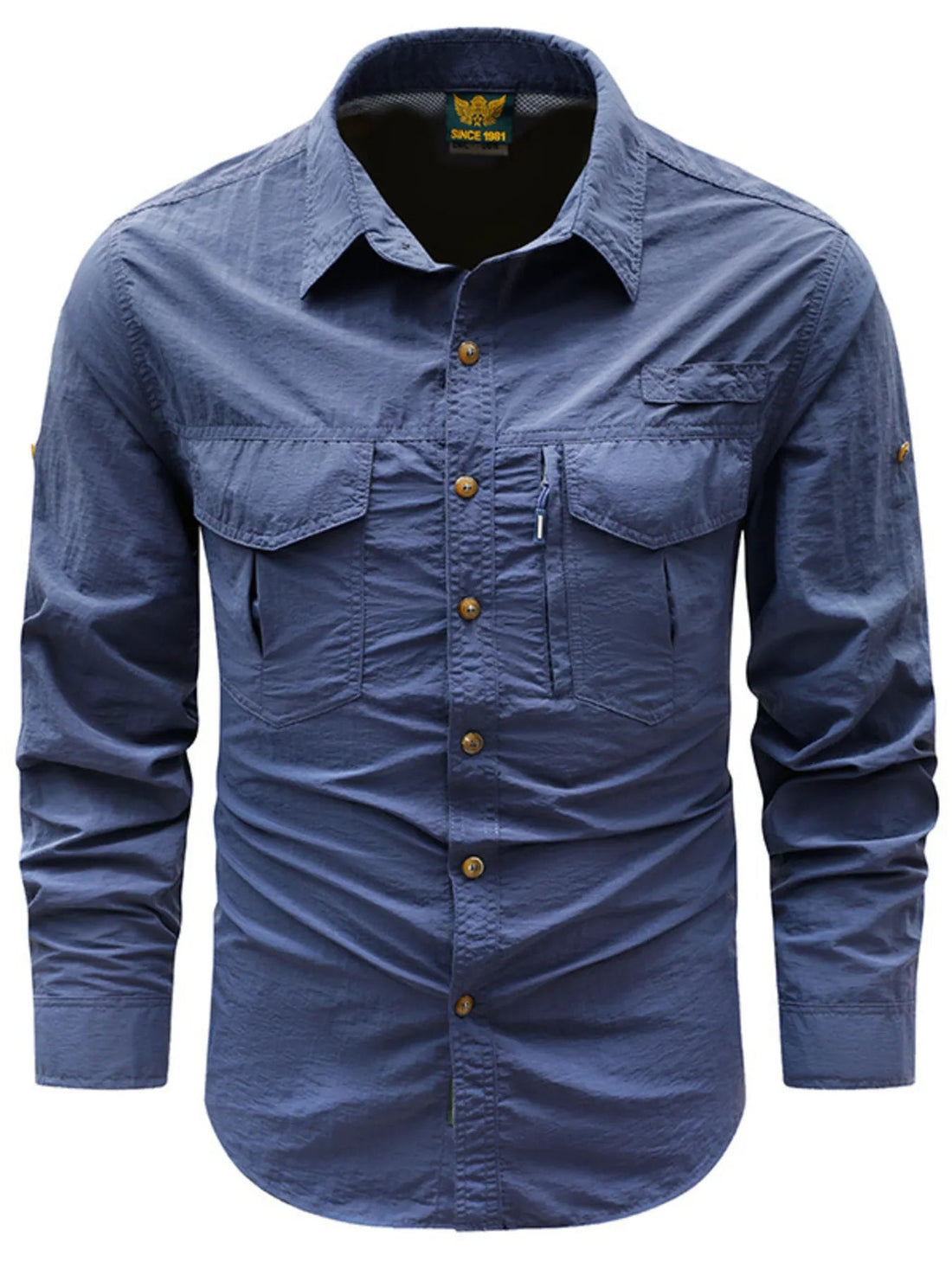 Men's Plus Size Button Up Long Sleeve Shirt designed for comfort and style at Lookzlike