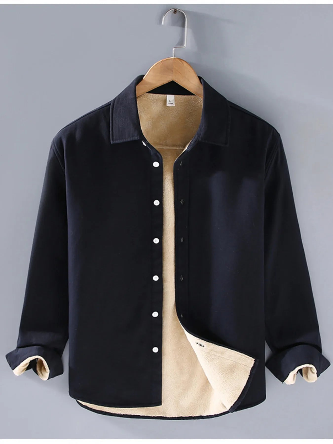 Men's Plus Size Button Up Long Sleeve Shirt designed for comfort and style at Lookzlike
