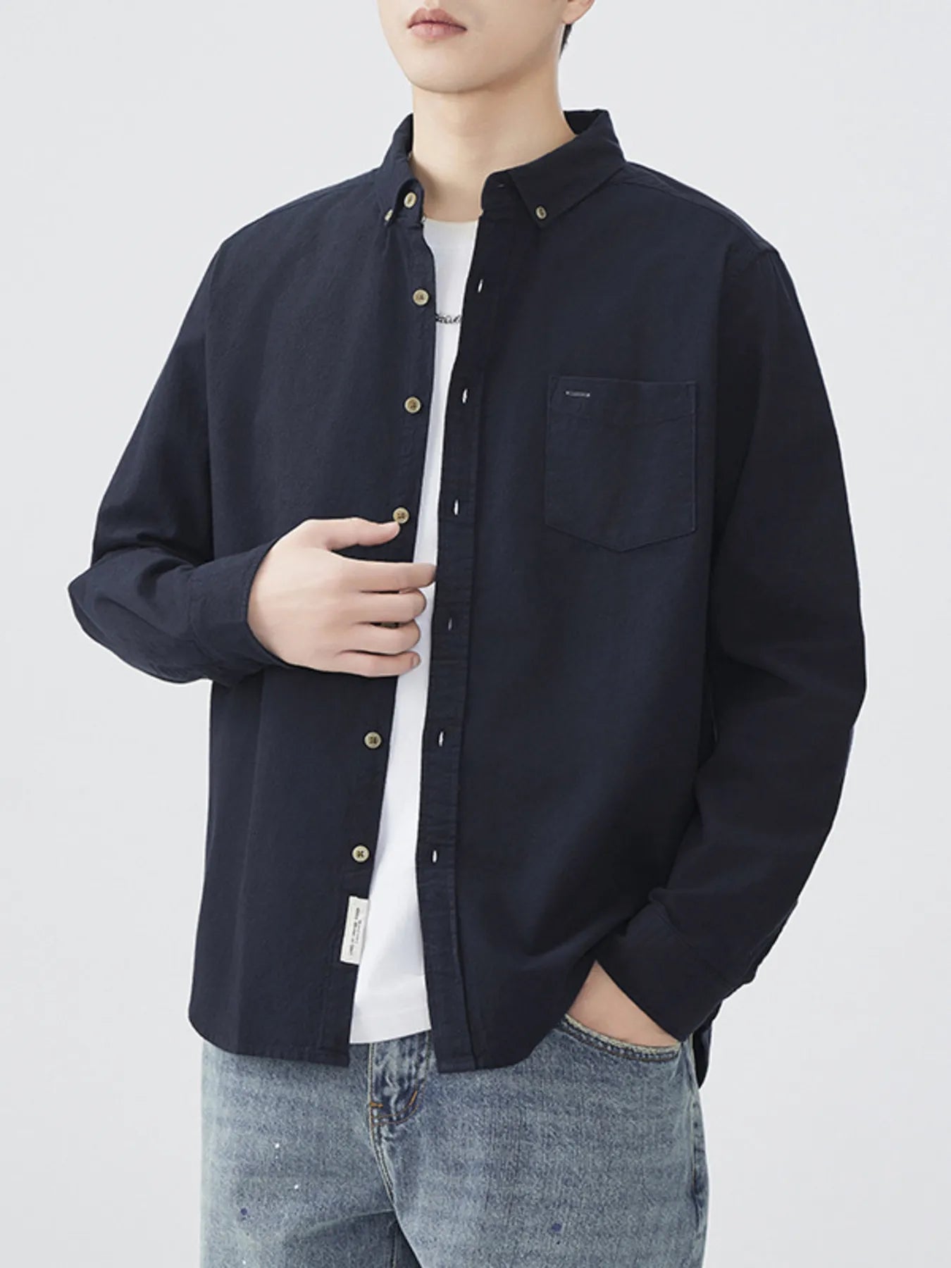Men's Plus Size Button Up Long Sleeve Shirt designed for comfort and style at Lookzlike