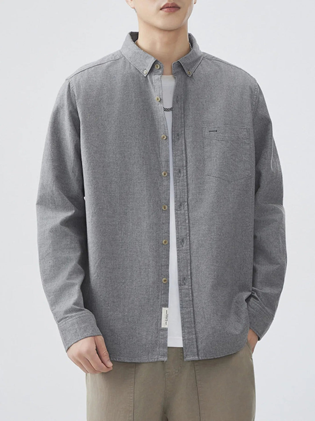 Men's Plus Size Button Up Long Sleeve Shirt designed for comfort and style at Lookzlike