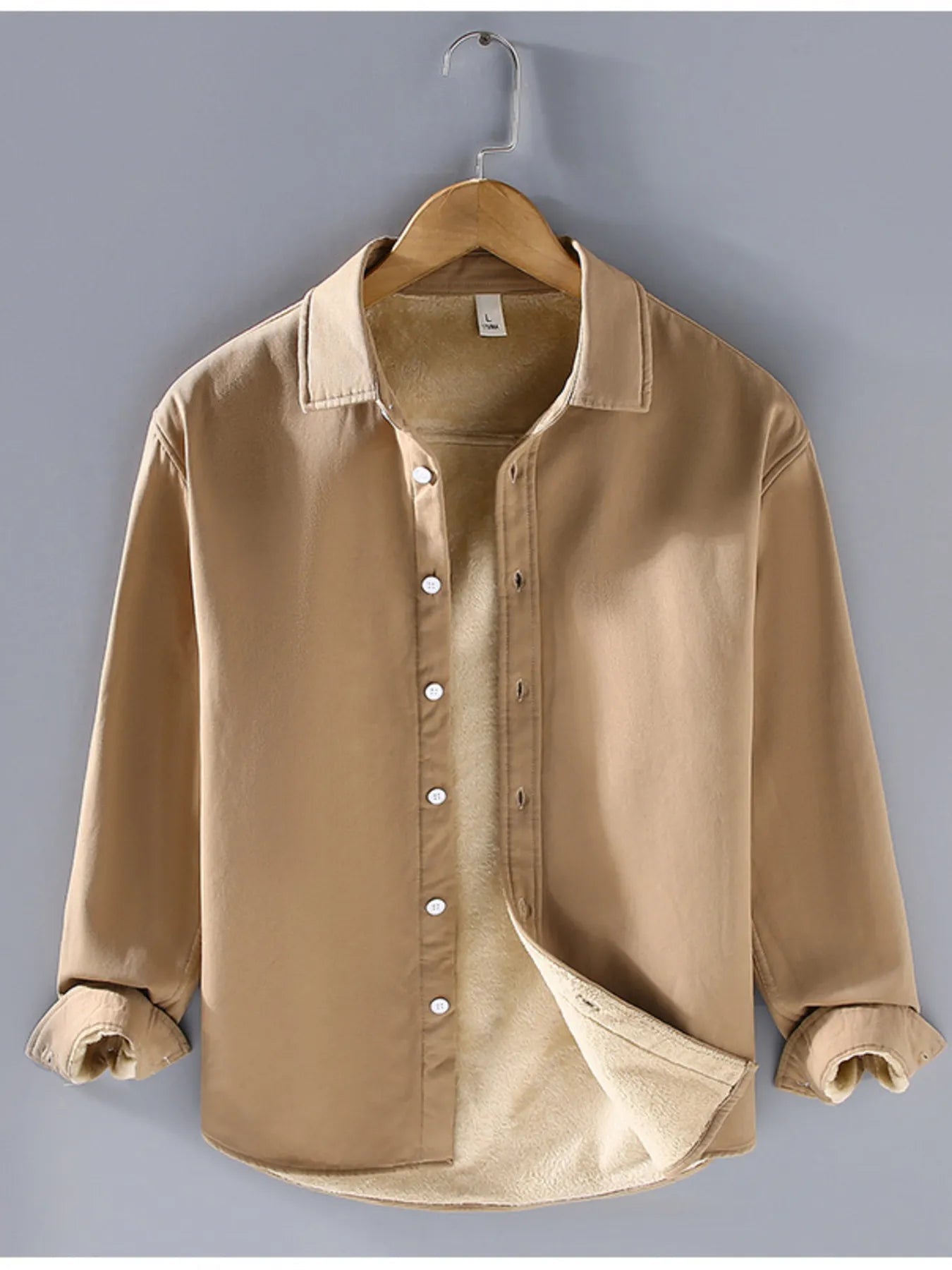 Men's Plus Size Button Up Long Sleeve Shirt designed for comfort and style at Lookzlike