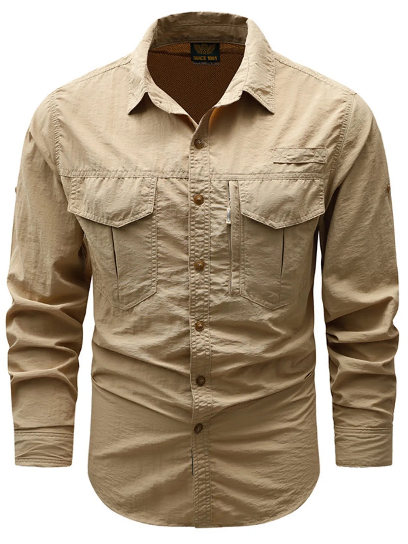 Men's Plus Size Button Up Long Sleeve Shirt designed for comfort and style at Lookzlike