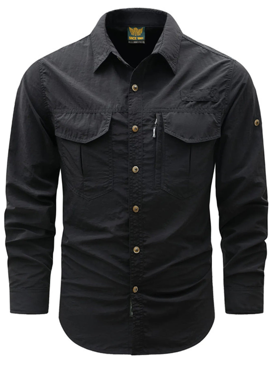 Men's Plus Size Button Up Long Sleeve Shirt designed for comfort and style at Lookzlike