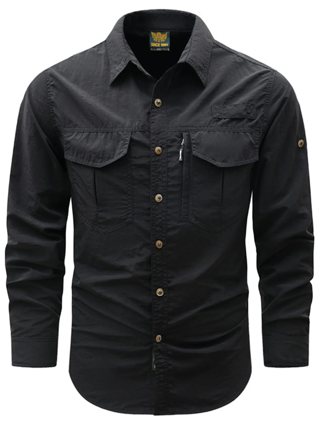 Men's Plus Size Button Up Long Sleeve Shirt designed for comfort and style at Lookzlike