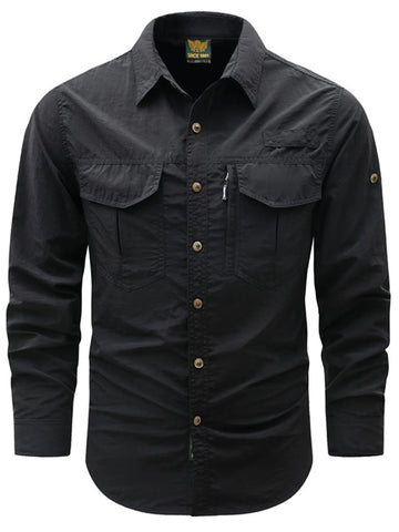 Men's Plus Size Button Up Long Sleeve Shirt designed for comfort and style at Lookzlike