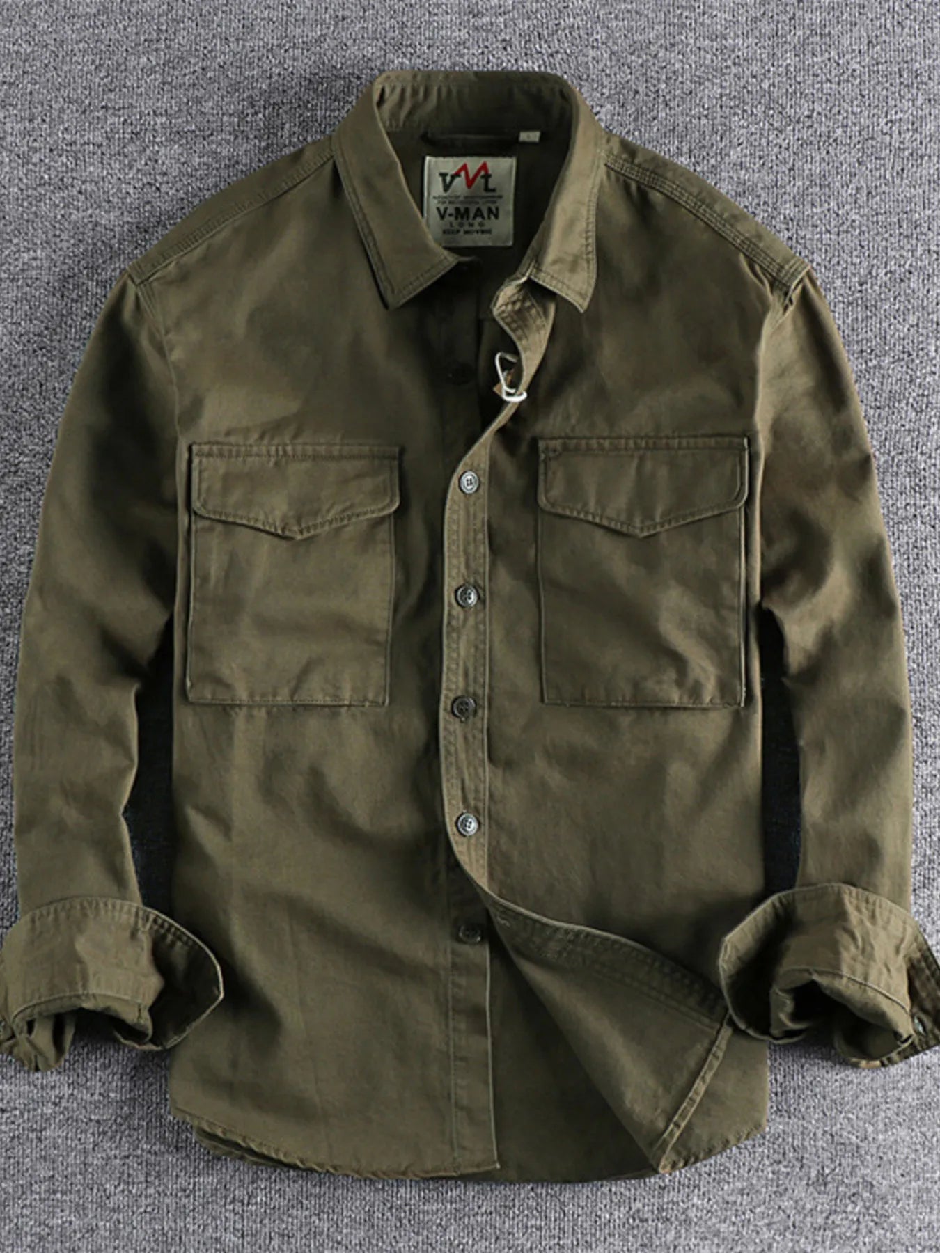 Men's Plus Size Button Up Shirt with Chest Pockets - Lookzlike