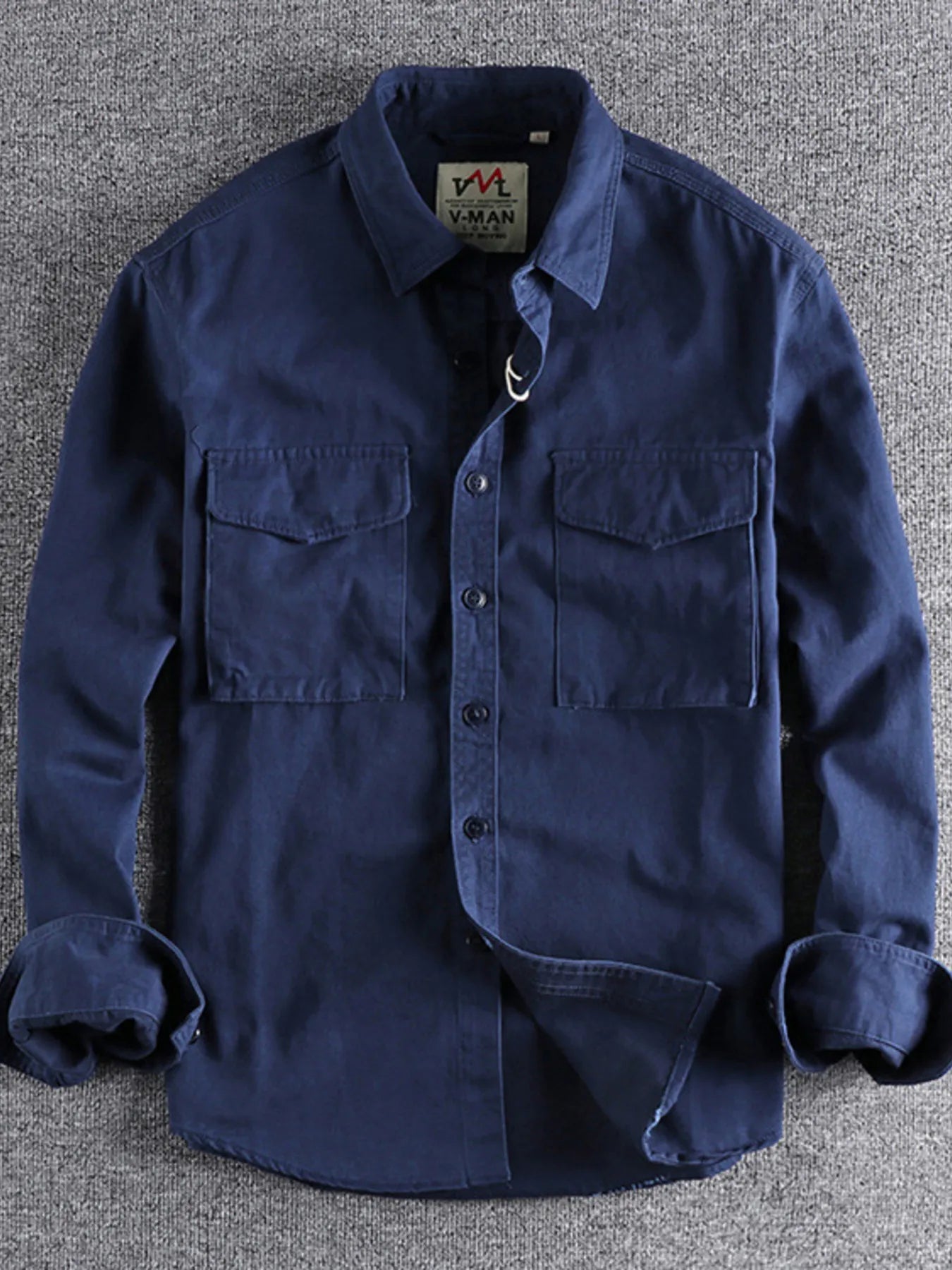 Men's Plus Size Button Up Shirt with Chest Pockets - Lookzlike