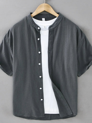 Men's Plus Size Button Up Short Sleeve Shirt designed for comfort and style at Lookzlike